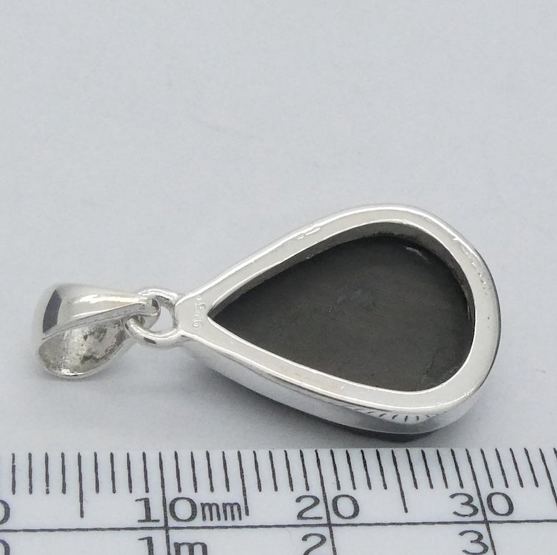 Noble Shungite Pendant | 925 Sterling Silver | Rugged Unpolished Top | Fullerenes and Buckyballs | Purify Water | Healing Universal Energy | EMF protection | Genuine Gems from Crystal Heart Melbourne Australia est 1986