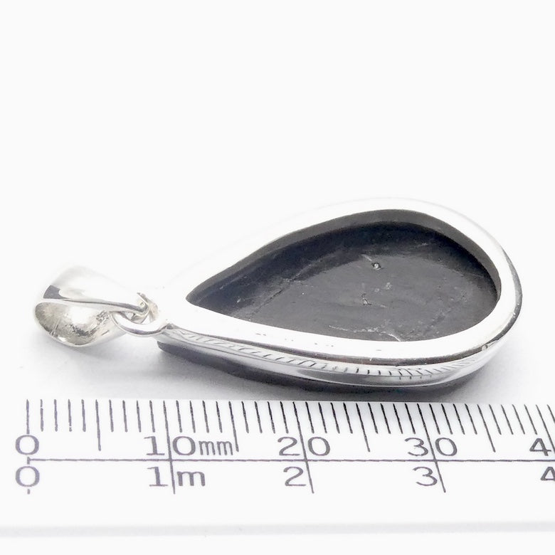 Noble Shungite Pendant | 925 Sterling Silver | Rugged Unpolished Top | Fullerenes and Buckyballs | Purify Water | Healing Universal Energy | EMF protection | Genuine Gems from Crystal Heart Melbourne Australia est 1986