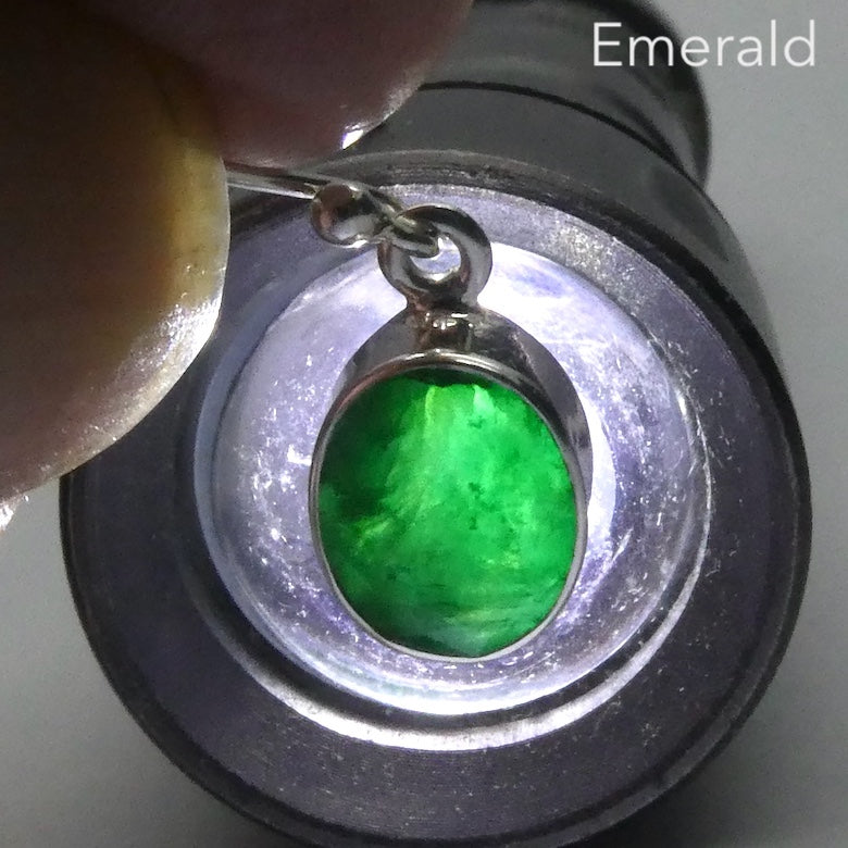 Emerald Earrings, Faceted Ovals, 925 Sterling Silver