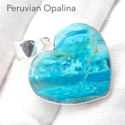 Peruvian Opalina Pendant | Heart Cabochon | 925 Sterling Silver | Uplift & protect Heart | Connect Heaven & Earth | Peaceful Power | Spiritual Silence  Creativity | Genuine Gems from Crystal Heart Melbourne Australia since 1986