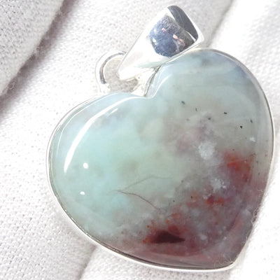 Aquaprase Pendant | Heart Cabochon | 925 Sterling Silver | Revitalise and calm emotions and commuincation | Genuine Gemstones from Crystal Heart Melbourne Australia since 1986