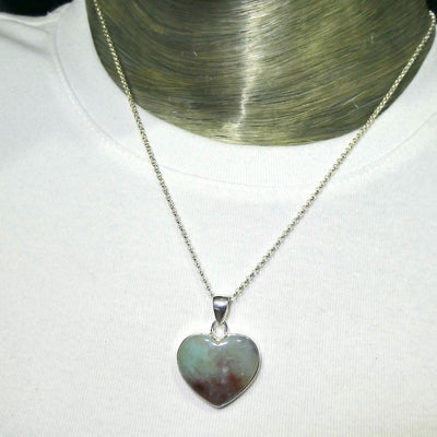 Aquaprase Pendant | Heart Cabochon | 925 Sterling Silver | Revitalise and calm emotions and commuincation | Genuine Gemstones from Crystal Heart Melbourne Australia since 1986
