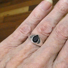 Load image into Gallery viewer, Black Onyx Ring, Faceted Teardrop, 925 Sterling Silver, Size 8