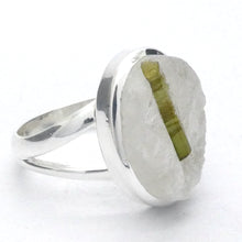 Load image into Gallery viewer, Green Tourmaline in Clear Quartz Ring | Oval Cabochon | Natural | US Size 8.5 | AUS Size LQ/2 | 925 Sterling Silver | Crystal Heart Melbourne Australia since 1986
