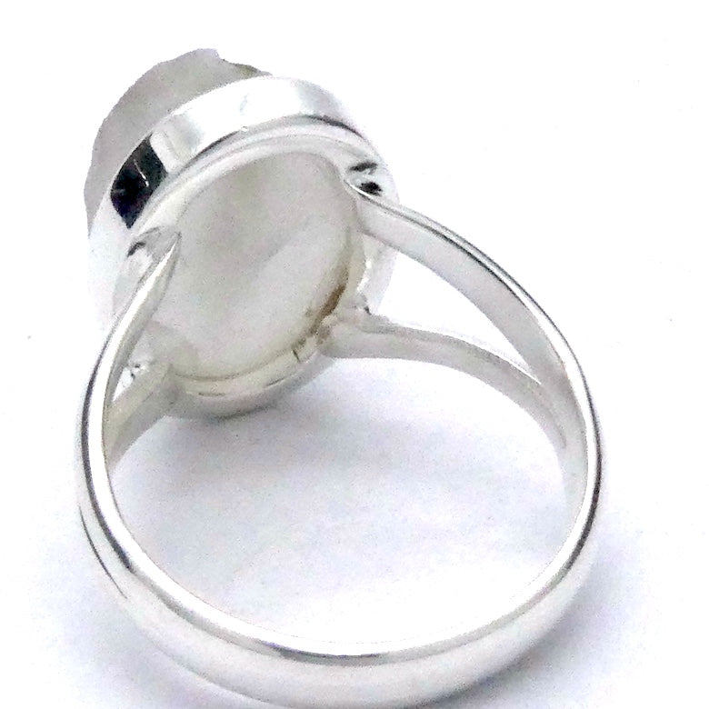 Green Tourmaline in Clear Quartz Ring | Oval Cabochon | Natural | US Size 8.5 | AUS Size LQ/2 | 925 Sterling Silver | Crystal Heart Melbourne Australia since 1986