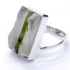 Green Tourmaline in Clear Quartz Ring | Oblong Cabochon | Raw Surface | US Size 9 | AUS Size R1/2 | 925 Sterling Silver | Crystal Heart Melbourne Australia since 1986