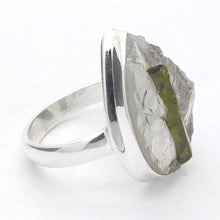 Load image into Gallery viewer, Green Tourmaline in Clear Quartz Ring | Teardrop Cabochon | Raw Surface | US Size 6.5 | AUS Size M1/2 | 925 Sterling Silver | Crystal Heart Melbourne Australia since 1986