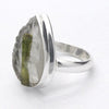 Green Tourmaline in Clear Quartz Ring | Teardrop Cabochon | Raw Surface | US Size 6.5 | AUS Size M1/2 | 925 Sterling Silver | Crystal Heart Melbourne Australia since 1986