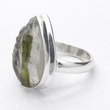 Load image into Gallery viewer, Green Tourmaline in Clear Quartz Ring | Teardrop Cabochon | Raw Surface | US Size 6.5 | AUS Size M1/2 | 925 Sterling Silver | Crystal Heart Melbourne Australia since 1986