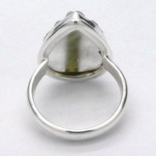 Load image into Gallery viewer, Green Tourmaline in Clear Quartz Ring | Teardrop Cabochon | Raw Surface | US Size 6.5 | AUS Size M1/2 | 925 Sterling Silver | Crystal Heart Melbourne Australia since 1986