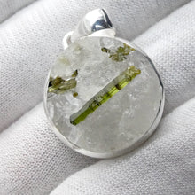 Load image into Gallery viewer, Green Tourmaline in Clear Quartz Pendant | Raw Circle | 925 Sterling Silver | Genuine Gemstones from Crystal Heart Melbourne Australia since 1986