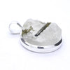 Green Tourmaline in Clear Quartz Pendant | Raw Circle | 925 Sterling Silver | Genuine Gemstones from Crystal Heart Melbourne Australia since 1986