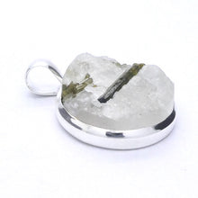 Load image into Gallery viewer, Green Tourmaline in Clear Quartz Pendant | Raw Circle | 925 Sterling Silver | Genuine Gemstones from Crystal Heart Melbourne Australia since 1986