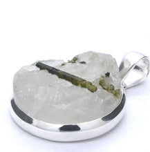Load image into Gallery viewer, Green Tourmaline in Clear Quartz Pendant | Raw Circle | 925 Sterling Silver | Genuine Gemstones from Crystal Heart Melbourne Australia since 1986