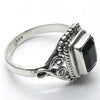 Black Onyx Ring | Faceted Oblong | 925 Sterling Silver | Detailed setting | US Size 6 | Aus L1/2 | Personally Empowering | Genuine Gems from Crystal Heart Melbourne Australia since 1986