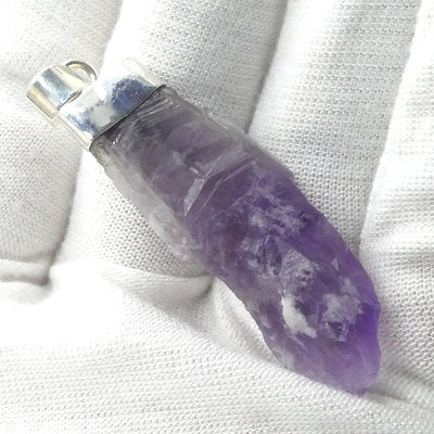 Amethyst Pendant | Raw Crystal Point | Bahia Brazil | Dragons Tooth | Meditative & inspirational | Genuine Gems from Crystal Heart Melbourne Australia est 1986