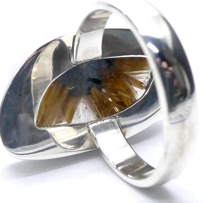 Rutilated Quartz Ring | Angels Hair | Bright Gold Starburst | 925 Sterling Silver | US Size 8.75 | AUS Size R | Crown | New Directions | Prosperity | Crystal Heart Australia est 1986
