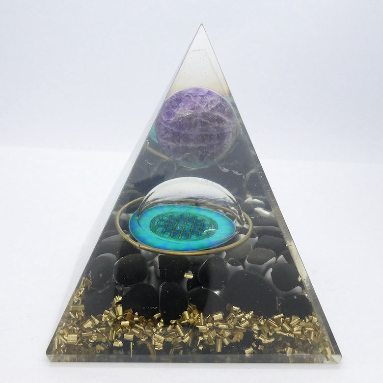 Orgonite Pyramid, Nubian Form with Amethyst Ball