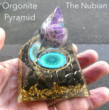 Load image into Gallery viewer, Orgonite Pyramid, Nubian Form with Amethyst Ball