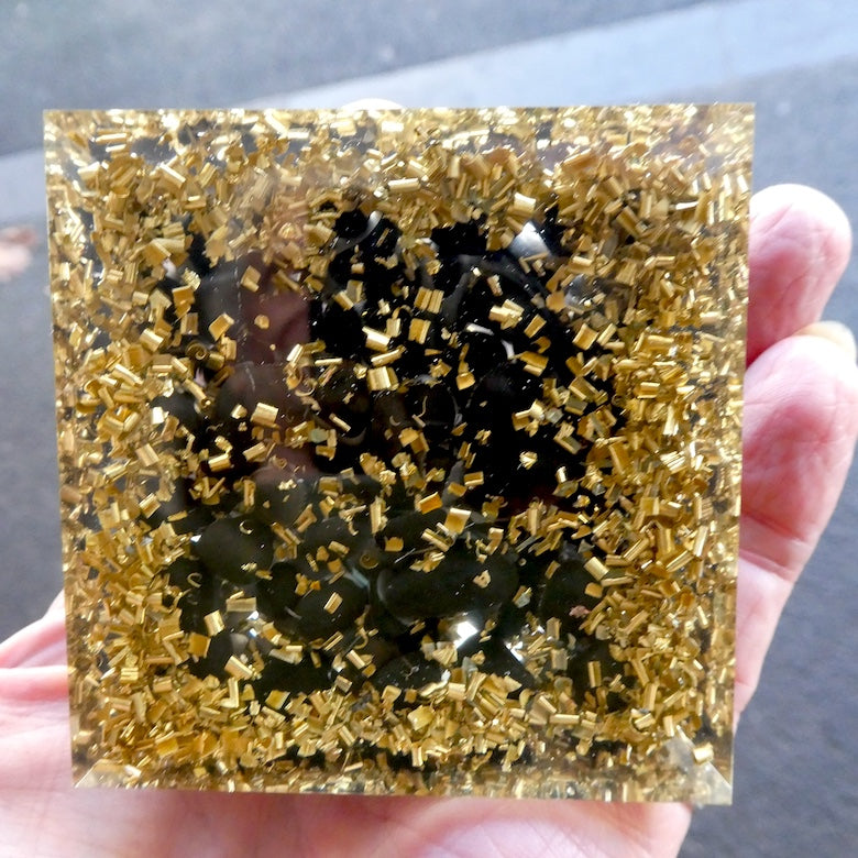 Orgonite Pyramid, Nubian Form with Amethyst Ball