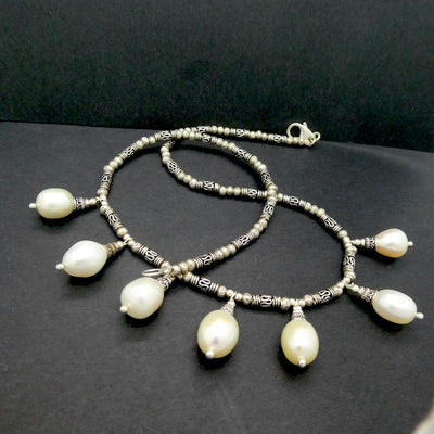 Freshwater Pearl Drop Necklace | 7 matched drop pearls |925 Sterling Silver | Lovely Lustre | Genuine Gems from Crystal Heart Melbourne Australia since 1986
