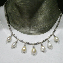Load image into Gallery viewer, Freshwater Pearl Drop Necklace | 7 matched drop pearls |925 Sterling Silver | Lovely Lustre | Genuine Gems from Crystal Heart Melbourne Australia since 1986
