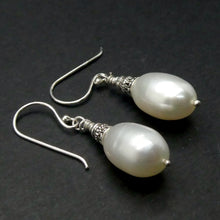 Load image into Gallery viewer, Freshwater Pearl Drop vEarrings | 925 Sterling Silver | Lovely Lustre | Genuine Gems from Crystal Heart Melbourne Australia since 1986
