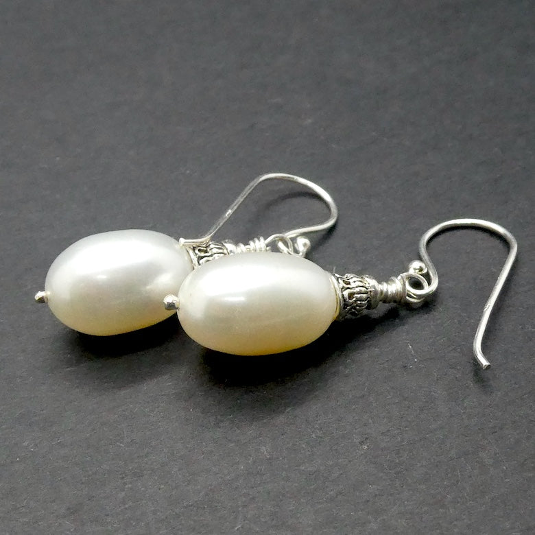 Freshwater Pearl Drop vEarrings | 925 Sterling Silver | Lovely Lustre | Genuine Gems from Crystal Heart Melbourne Australia since 1986
