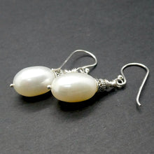 Load image into Gallery viewer, Freshwater Pearl Drop vEarrings | 925 Sterling Silver | Lovely Lustre | Genuine Gems from Crystal Heart Melbourne Australia since 1986
