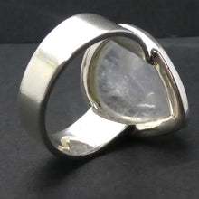 Load image into Gallery viewer, Rainbow Moonstone Ring | Teardrop Cabochon | Blue Flash | 925 Sterling Silver | Bezel Set | US Size 8.5 | AUS Size Q1/2 | Crystal Heart Melbourne est 1986