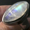 Rainbow Moonstone Ring | Marquis Cabochon | Blue Flash | 925 Sterling Silver | Bezel Set | US Size 8.25 | AUS Size Q | Crystal Heart Melbourne est 1986