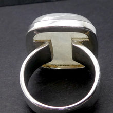 Load image into Gallery viewer, Rainbow Moonstone Ring | Square Cabochon | Blue Flash | 925 Sterling Silver | Bezel Set | US Size 8 | AUS Size P1/2 | Crystal Heart Melbourne est 1986