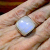 Rainbow Moonstone Ring | Square Cabochon | Blue Flash | 925 Sterling Silver | Bezel Set | US Size 8 | AUS Size P1/2 | Crystal Heart Melbourne est 1986
