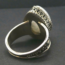 Load image into Gallery viewer, Rainbow Moonstone Ring | Teardop |  Blue Flash | 925 Sterling Silver | Intricate detail | Bezel Set | US Size 8.5 | AUS Size Q1/2 | Crystal Heart Melbourne est 1986