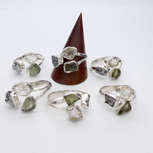Load image into Gallery viewer, Moldavite Ring, Campo de Cielo Meteorite, Herkimer Diamond | Natural Green Obsidian | Cosmic Connection | Heart Transformation | Crystal Heart Melbourne Australia est 1986