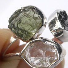 Load image into Gallery viewer, Moldavite Ring, Campo de Cielo Meteorite, Herkimer Diamond | Natural Green Obsidian | Cosmic Connection | Heart Transformation | Crystal Heart Melbourne Australia est 1986