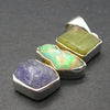 Tanzanite Raw Pendant  with Green Kyanite and Ethiopian Opal | 925 Sterling Silver | Achieve and communicate your spiritual potential  | Genuine Gems from Crystal Heart Melbourne since 1986