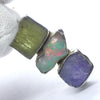 Tanzanite Raw Pendant  with Green Kyanite and Ethiopian Opal | 925 Sterling Silver | Achieve and communicate your spiritual potential  | Genuine Gems from Crystal Heart Melbourne since 1986