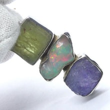 Load image into Gallery viewer, Tanzanite Raw Pendant  with Green Kyanite and Ethiopian Opal | 925 Sterling Silver | Achieve and communicate your spiritual potential  | Genuine Gems from Crystal Heart Melbourne since 1986