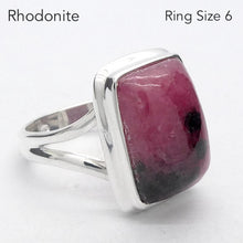 Load image into Gallery viewer, Rhodonite Ring | Deep Pink with Black Veins | Oblong Cabochon | US Size 6 | AUS L1/2 | 925 Sterling Silver | Emotionally healing &amp; grounding | Crystal Heart Melbourne Australia est 1986