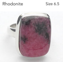 Load image into Gallery viewer, Rhodonite Ring | Deep Pink with Black Veins | Oblong Cabochon | US Size 6.5 | AUS M1/2 | 925 Sterling Silver | Emotionally healing &amp; grounding | Crystal Heart Melbourne Australia est 1986