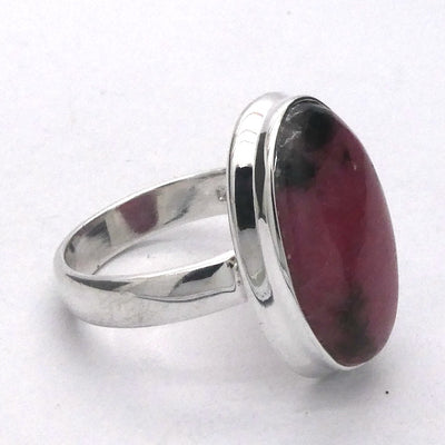 Rhodonite Ring | Deep Pink with Black Veins | Oval Cabochon | US Size 6.75 | AUS N | 925 Sterling Silver | Emotionally healing & grounding | Crystal Heart Melbourne Australia est 1986