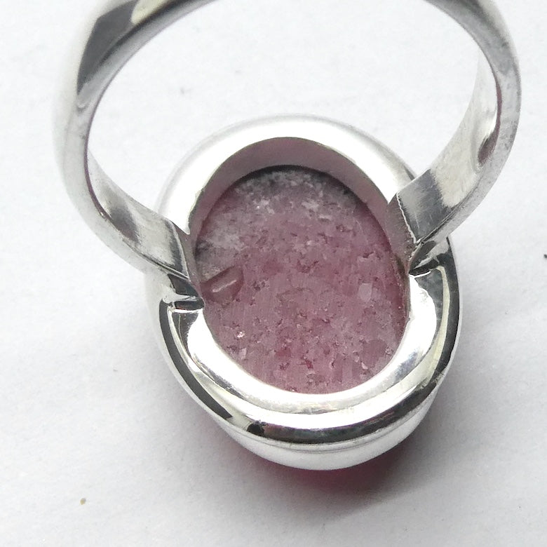 Rhodonite Ring | Deep Pink with Black Veins | Oval Cabochon | US Size 6.75 | AUS N | 925 Sterling Silver | Emotionally healing & grounding | Crystal Heart Melbourne Australia est 1986