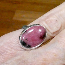 Load image into Gallery viewer, Rhodonite Ring | Deep Pink with Black Veins | Oval Cabochon | US Size 6.75 | AUS N | 925 Sterling Silver | Emotionally healing &amp; grounding | Crystal Heart Melbourne Australia est 1986