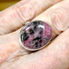 Rhodonite Ring | Deep Pink with Black Veins | Oval Cabochon | US Size 8 | AUS P1/2 | 925 Sterling Silver | Emotionally healing & grounding | Crystal Heart Melbourne Australia est 1986