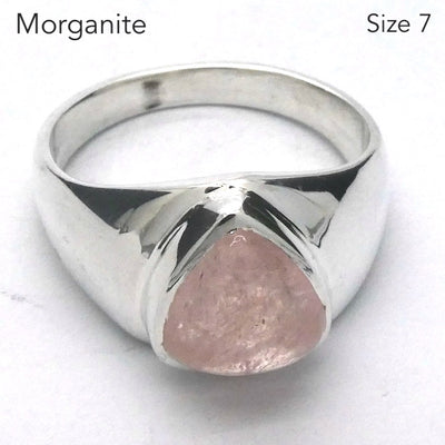 Morganite Ring | Oval  Cabochon | 925 Sterling Silver | Pink Beryl | US Size 7 | AUS N1/2 | Divine Love | Libra Stone | Crystal Heart Melbourne est 1986