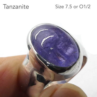 Tanzanite Ring | Large Oval Cabochon | Violet Blue | Fine 925 Sterling Silver | US Ring Size 7.5 | AUS Size Q1/2 | Achieve your spiritual potential  | Genuine Gems, Crystal Heart est 1986