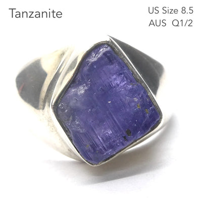 Tanzanite Ring | Raw uncut Nugget | 925 Sterling Silver | Violet blue | Spiritual Evolution | US Size 8.5 | AUS Size Q1/2 | Genuine Gems at Crystal Heart Melbourne est 1986