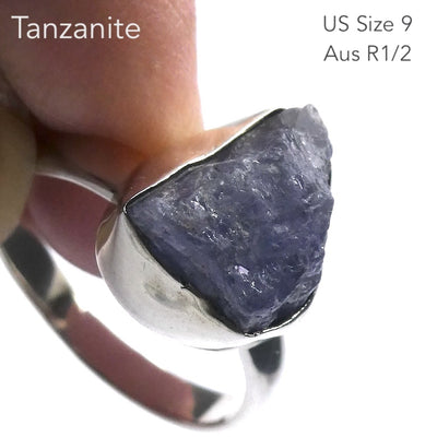 Tanzanite Ring | Raw uncut Nugget | 925 Sterling Silver |  blue | Spiritual Evolution | US Size 9 | AUS Size R1/2 | Genuine Gems at Crystal Heart Melbourne est 1986