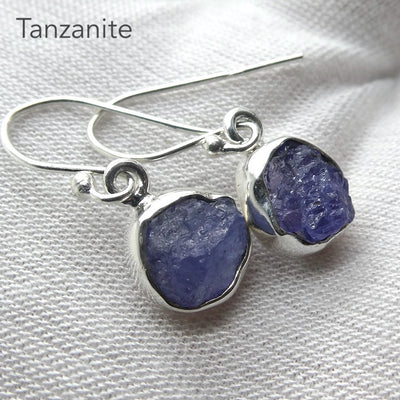 Tanzanite Earring | Raw uncut Nuggets | 925 Sterling Silver | Purple blue | Reach the Peak of Spiritual Evolution | Genuine Gems at Crystal Heart Melbourne est 1986